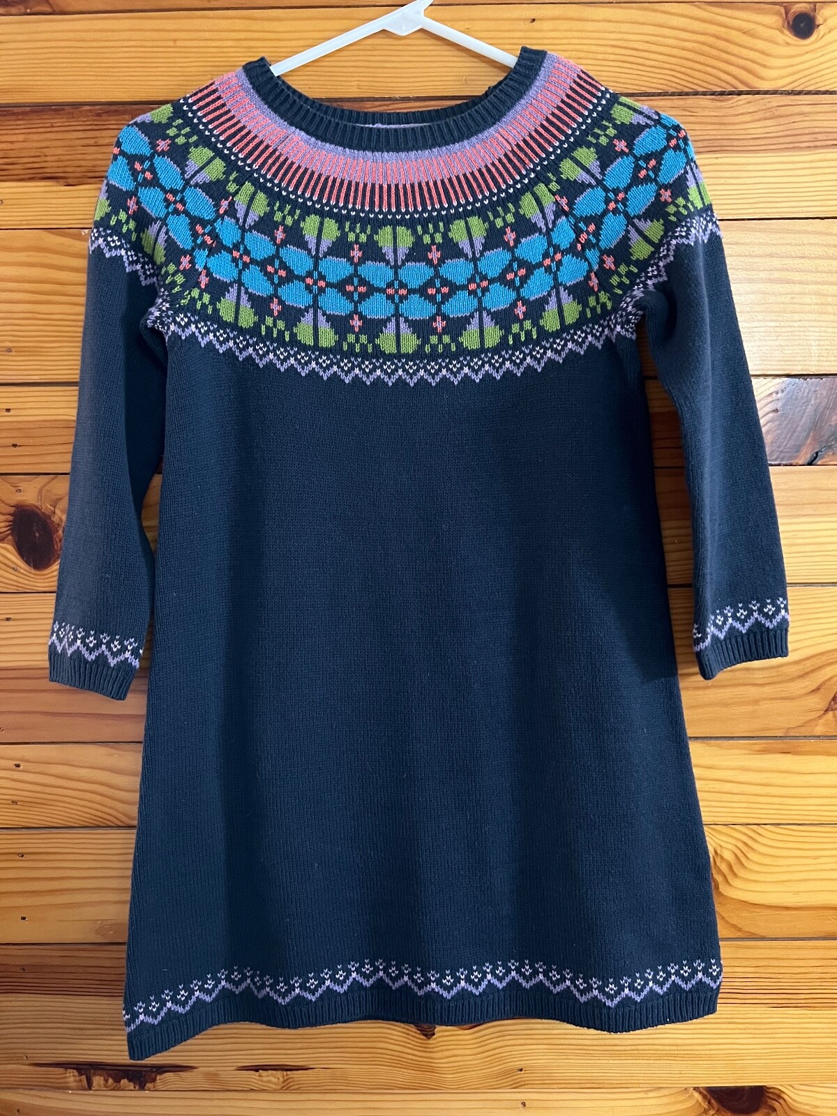 Tea Collection Sheep Rock Sweater Dress EUC Girls Navy Scotland Destination Sz 8