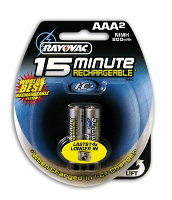 Rayovac I-C3 15-Minute Rechargeable AAA 2-Pack NiMH (4 Pack, 8 Batteries Total)