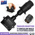 7 Pin Adapter Plug Round Male to Flat Female Trailer Caravan Boat Connector
