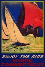  Enjoy The Ride Sailing Mystic Connecticut Boat Vintage Poster Repro FREE S/H