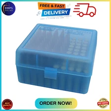 MTM 100 round Flip-Top Rifle Ammo Box 22-25, 308 W, Blue,3.05-Inch