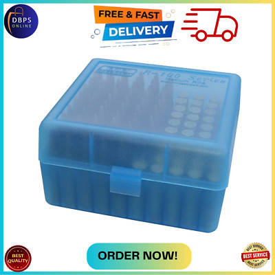 MTM 100 round Flip-Top Rifle Ammo Box 22-25, 308 W, Blue,3.05-Inch