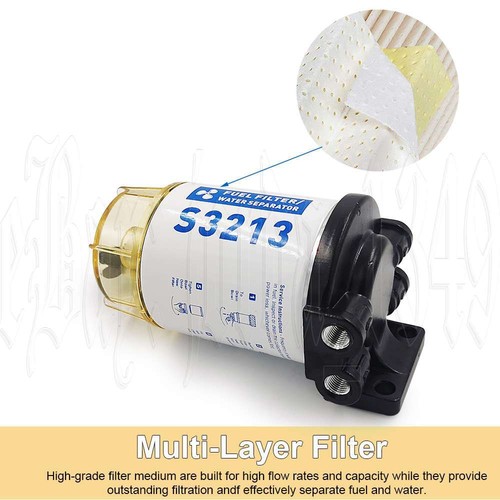 S3213 Boat Fuel Filter Water Separator Kit Clear Bowl & Drain Marine / Outboard - Picture 7 of 12