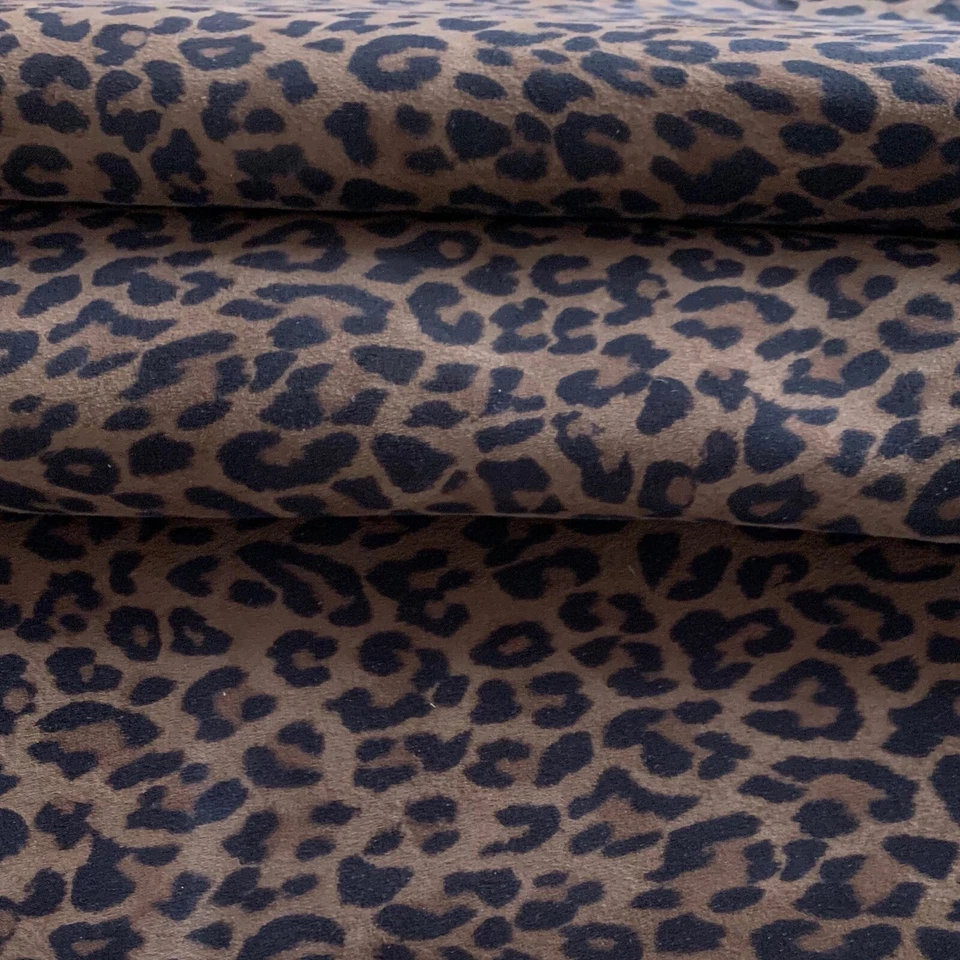 Leopard Print Leather Hides Suede Thin Fabric Soft Crafting DIY Sewing Material - Image 3 of 4