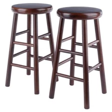 Winsome Wood Counter Stool Walnut Finish Backless Round Swivel Seat (Set of 2)