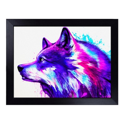 Neon Wolf Abstract Lap Tray Cushioned Bean Bag Padded TV Dinner Breakfast Desk