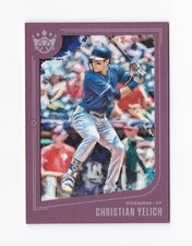 2019 Diamond Kings Plum Frame #138 Christian Yelich SP Milwaukee Brewers