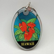 Hawaii Hibiscus Flower Travel Souvenir Keychain Key Chain Ring