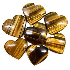 7 Pcs Natural Tiger Eye 24.5-28mm Huge Heart Shape Loose Untreated Gemstones Lot