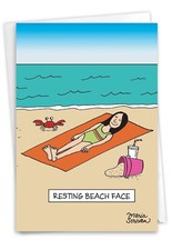 1 Funny Birthday Greeting Card - Bday Beach Face - Envelope Included, US-Made