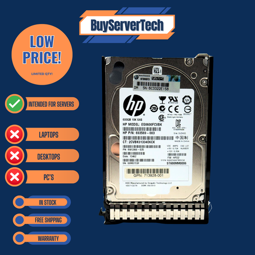HP 652583-B21 600GB 10K 2.5" SAS 6G SFF HDD 653957-001 Smart Carrier G8 G9 G10 - Picture 4 of 4