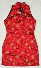 Made In USA Gaspar Originals By Jaco Red Chinese Brocade Cheongsam Dress S Small