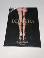 Honey Birdette Belinda Candy Pink Stockings Luxury Thigh High Stay Ups sz L new