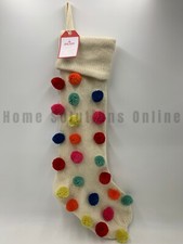 Pottery Barn Kids Pom Pom Merry  Bright Christmas Stocking 27"L Ivory 70A