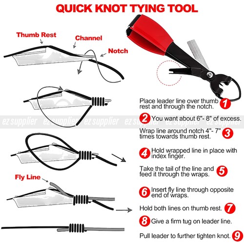 Fly Fishing Quick Knot Tying Tool Fast Hook Nail Knotter Line Cutter Set HOT - Picture 5 of 7