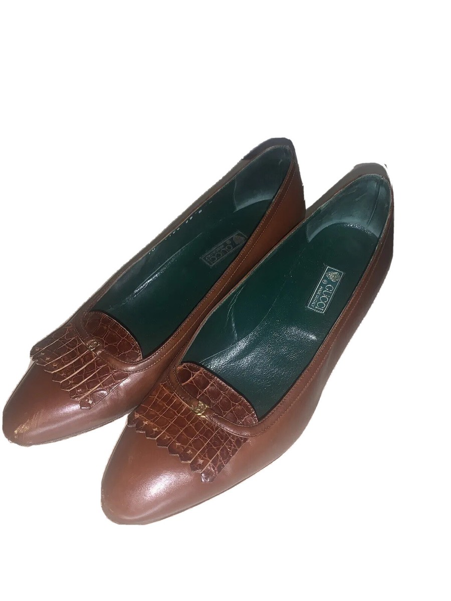 Vintage 80s GUCCI GG Slip on Heels Womens Size 39 US 9 Made In