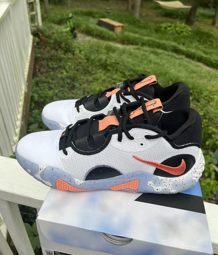 Nike PG 6 Fluoro Sz 10 White Black Blue Crimson Bliss Paul George