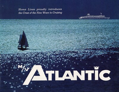 1981 Home Lines ATLANTIC Pre-Maiden Voyage Deluxe Intro Brochure w/ Renderings