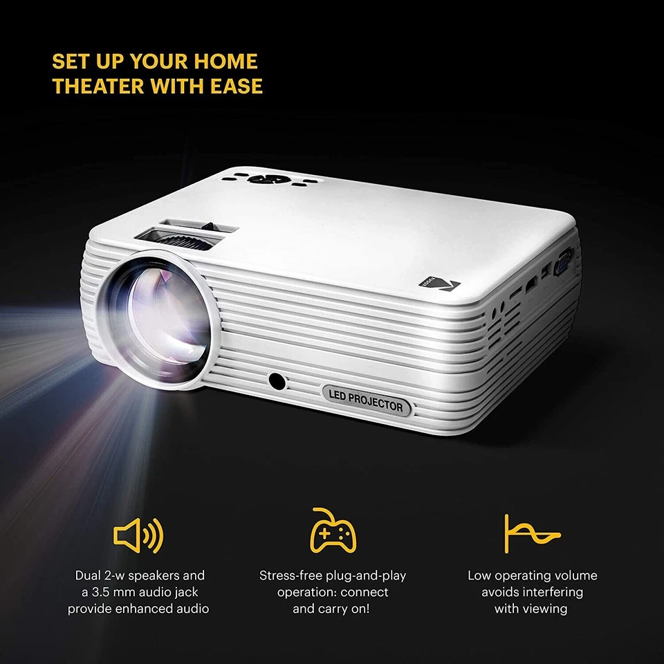 Kodak FLIK X4 Portable Projector, 480p Home projector - Image 2 of 4