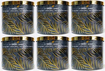 6 Bath & Body Works EBONY SANDS Large 3-Wick Scented Candle 14.5 oz