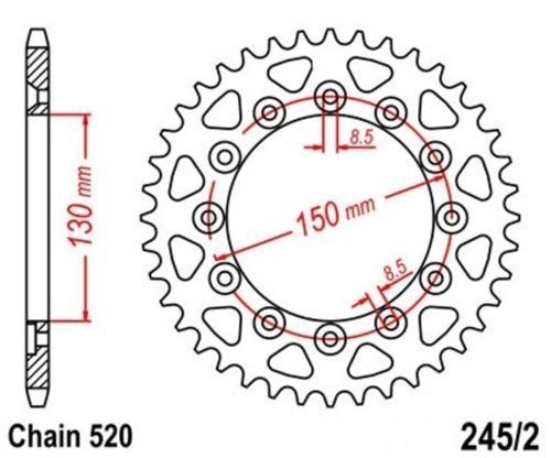 Roue a Chaîne 520 Pas Alliage Robuste 47 Dents Compatible YZ 125 99-06