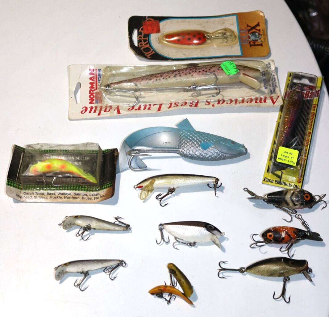 14 Fishing Lures Tadpolly, Big Norman Lure, Mega Bait, Tor-P-Do