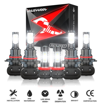 For Mitsubishi Lancer 2008-2015 Combo 6x 9005 9006 LED Headlight + H11 Fog Bulbs