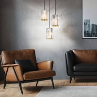 Pendellampe HäNgeleuchte Esstischlampe Holzoptik KüChenleuchte Glas Kristalle
