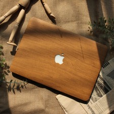Wood Texture PU Leather Shell For Macbook 2026 M5 Air 13 15 Pro 14 16 11 12 inch