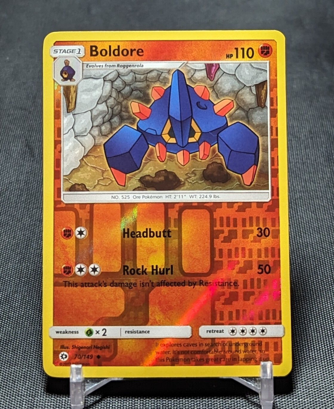 Boldore Uncommon Reverse Holo Fighting Pokemon Sun & Moon Base Set Card 70/149