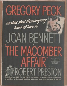 1947 MACOMBER AFFAIR Gregory Peck Original Vintage Movie Promo Ad