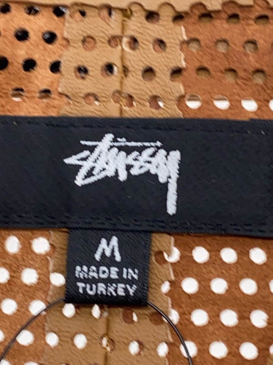 STUSSY Perforated Leather Zip Shirt Long Sleeve Shirt M Leather
