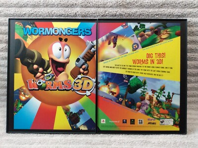 Framed Worms 3D Xbox Gamecube PC PS2 Playstation 2 2011 video game wall art