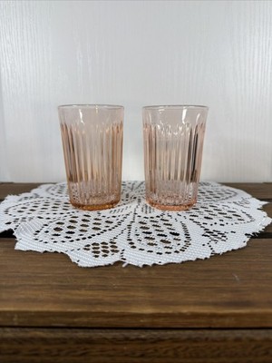 Vintage Anchor Hocking Queen Mary Pink Depression JUICE Glass Set 2 Ribbed  Small | eBay
