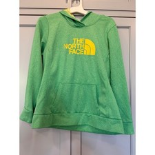 The North Face Womens Green Heathered Pullover Hoodie Logo Fleece Large L