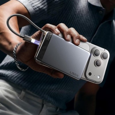 LISEN 10000mAh USB C Power Bank [Aluminum Alloy & Slim] CCC Certified iPhone Por