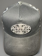 Cashed Out Iced Out Chrome Snapback Hat Black Rhinestone Cross Crosses Cap Rare