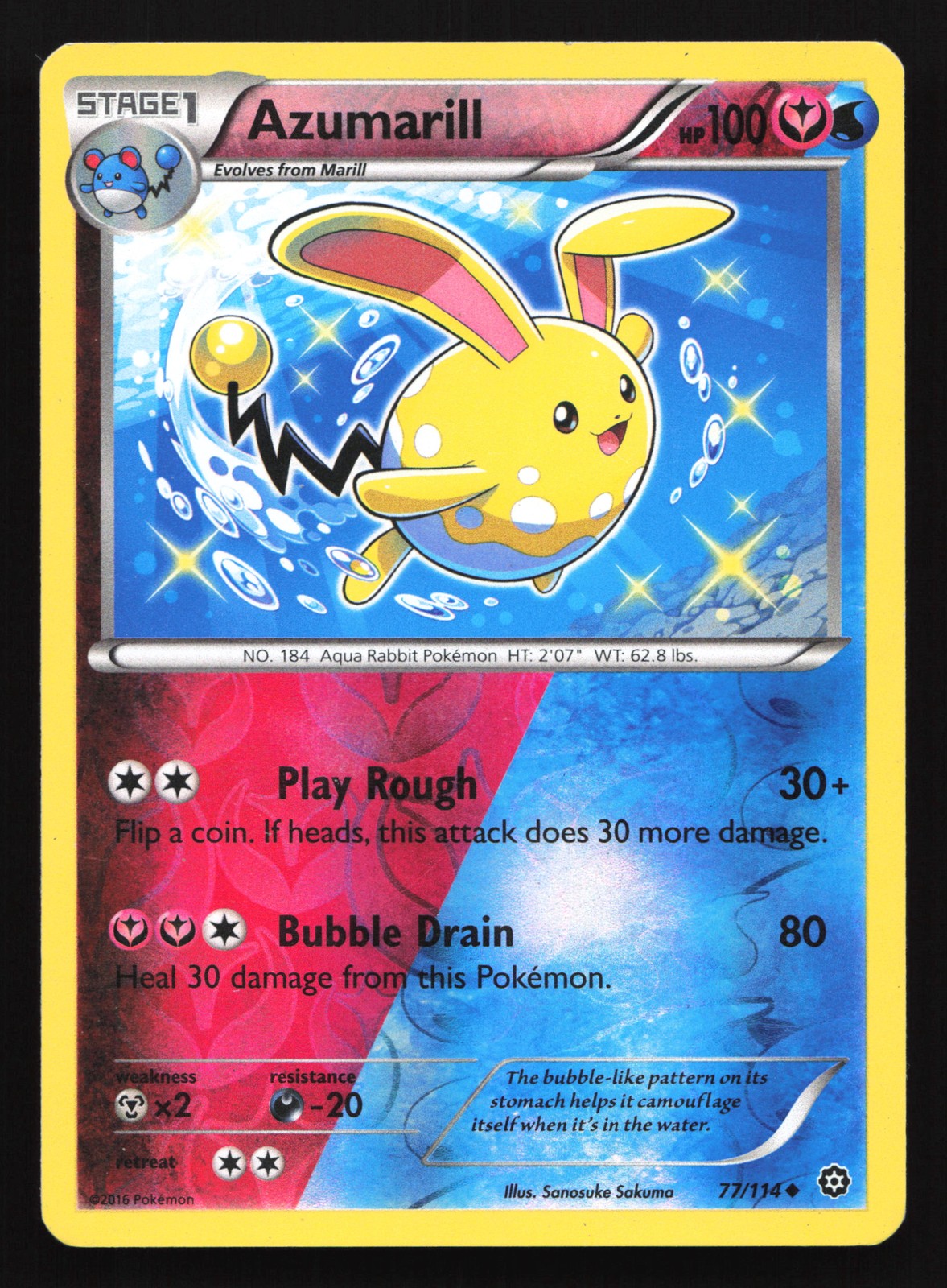Azumarill 77/114 XY - Steam Siege Reverse Holo Pokemon Card