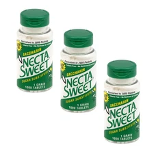 Necta Sweet 1-Grain Saccharin Tablets - Zero-Calorie Sugar Substitutes 3-Pa
