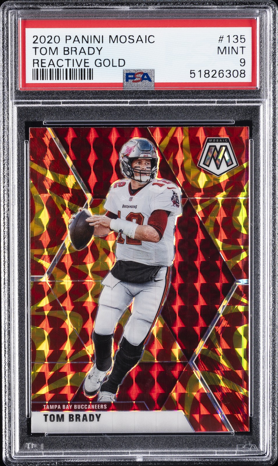 2020 PANINI MOSAIC REACTIVE GOLD #135 TOM BRADY PSA 9