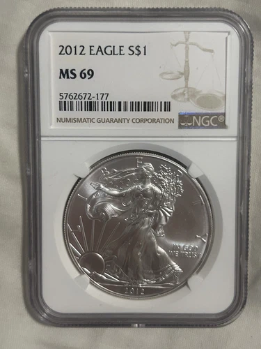 2012 $1 American Silver Eagle NGC MS69 Brown Label