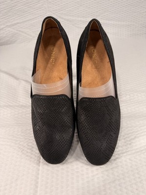 Vionic Willa II NEW black leather animal print slip on loafer 