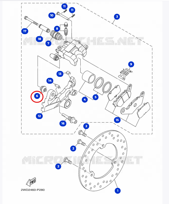 Genuine Yamaha YZF R3/MT-03 2015-2025 Rear Brake Caliper Boot 5YP