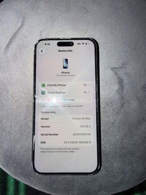 Apple iPhone 15 Plus 128GB Black Factory Unlocked (MTXR3LL/A)