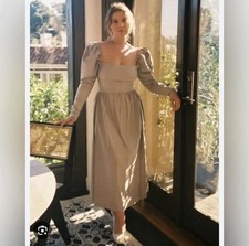 NWT Reformation Luce Long Sleeve Midi Dress in Khaki Tan size 12