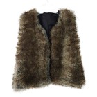 Faux Fur Vest Brown Open Vest, Estimated Size Small, Winter Vest