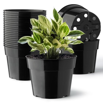 20 Pack Plant Pots, 6 Inch Plastic Plant Planter with Saucers and Mesh Mats, ...
