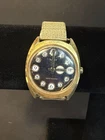 Vtg Timex Men’s Gold-Tone Watch - Black Dial, Date Window - Expansion Band 7”