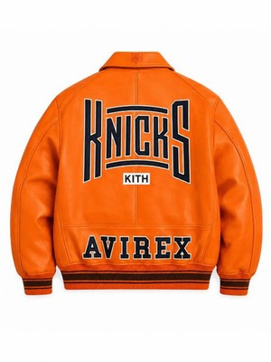 Men's Avirex Josh Hart New York Knicks Leather Handmade Varsity Style Jacket 