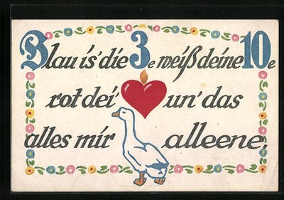 Rebus, Blau ist die 3e weiß deine 10e., Ansichtskarte 